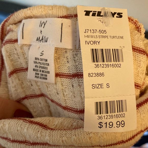 NWT Tilly's Ivy and Main striped turtleneck - Picture 3 of 4
